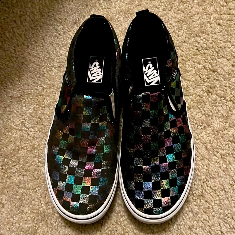 Youth Metallic checkered Vans